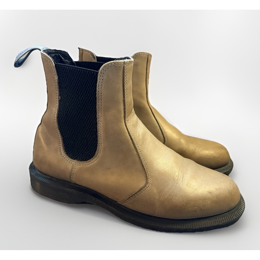 Dr Martens Flora Grey Beige Servo Leather Pull On Ankle‎ Boots Size 6